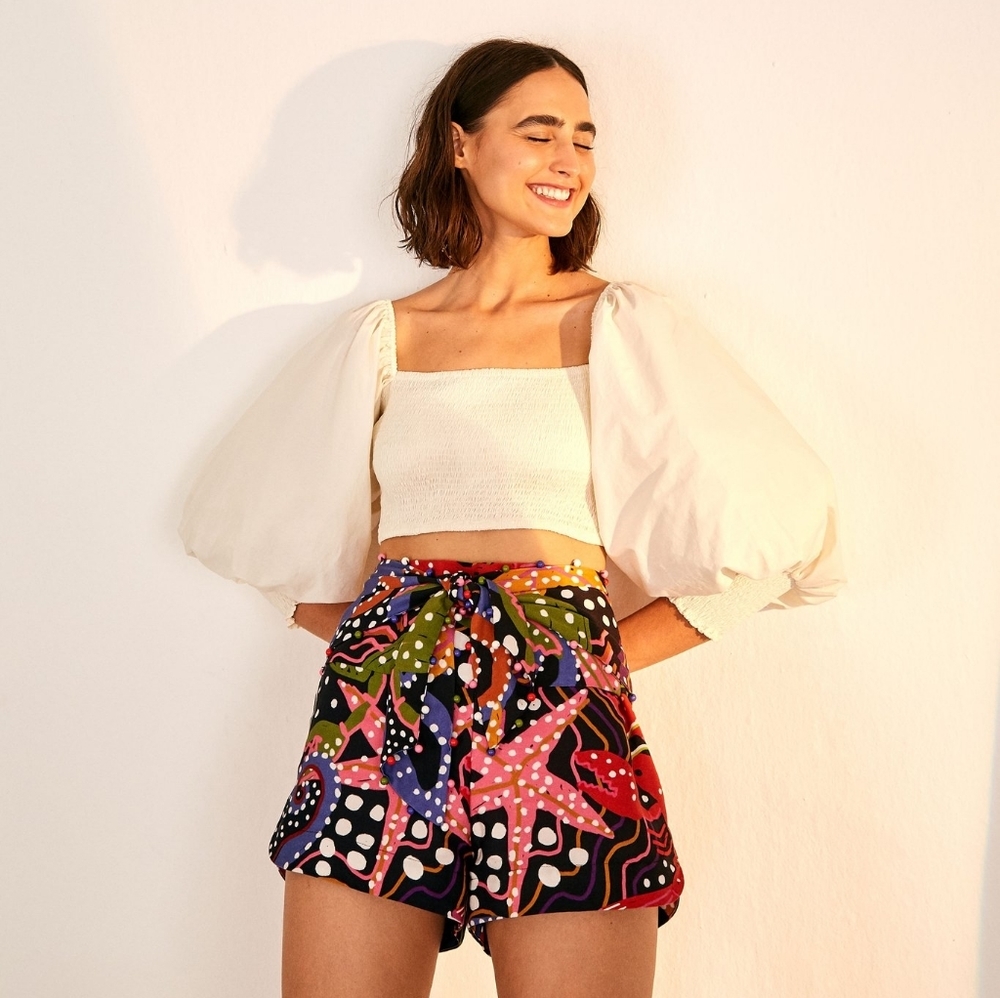 FARM Rio - Under The Sea Front Tie Shorts - Size XS